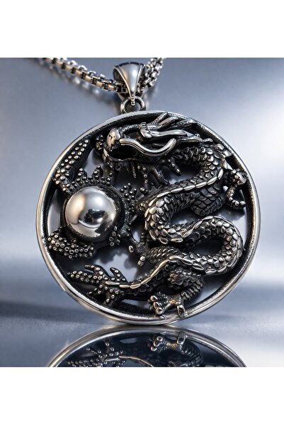 voyageaccessory Stainless Steel Dragon Figure Chinese Dragon Pendant