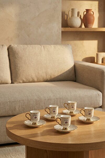 ACAR Fiona 6-Person Porcelain Coffee Cup Set - 90 ml