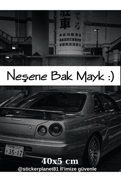 AlpiLeo Neşene Bak Mayk Sticker 40X5 cm – Motor Auto Window Lettering Decorat...