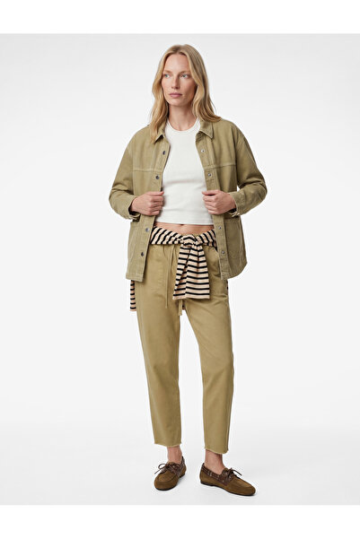 Koton Βαμβακερό άνετο παντελόνι μπαλόνι με κορδόνια στη μέση και εμφάνιση αθλ...