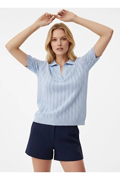 Park Karon Polo Neck Short Sleeve Openwork Polo Knitwear Sweater