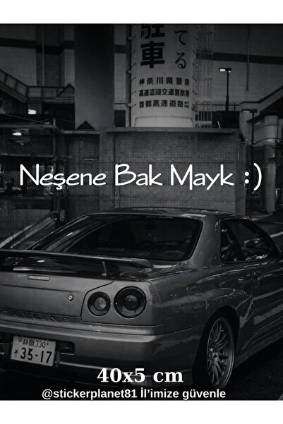 AlpiLeo NEŞENE BAK MAYK Sticker 40x5 cm – Motor Oto Cam Yazı Dekor Folyo - 7 ...
