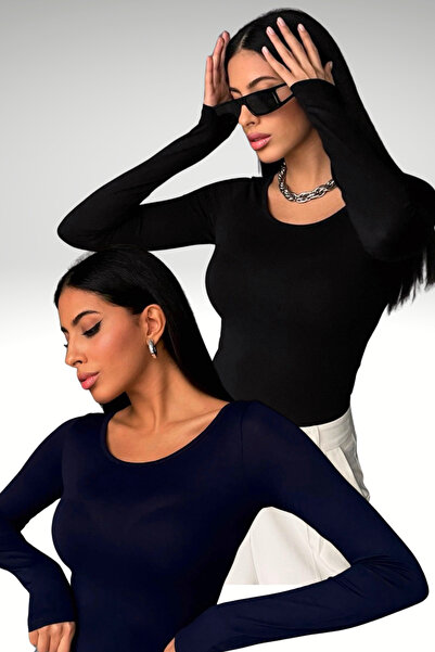 Bipantolon Women's Black Navy Blue Princess Collar