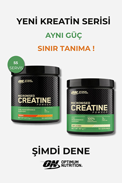 ON Optimum Nutrition Kreatin Seti Portakal Aromalı ve Aromasız 55 Servis Mikr...