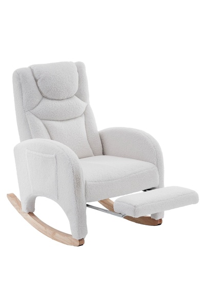 OEM Re-Bloom rocking armchair with footrest, textile/foam/wood, white/, 66 x ...