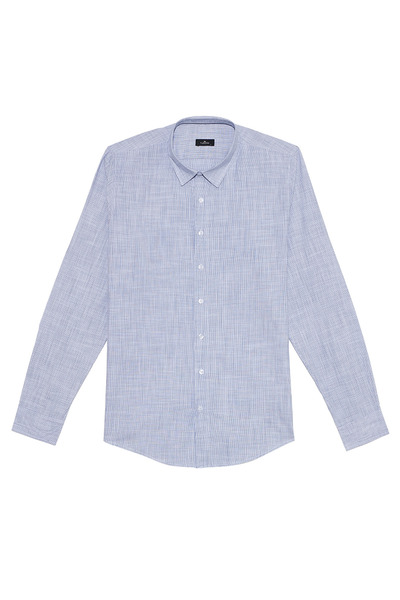 Tudors Men's slim fit 100% cotton striped long sleeve navy blue shirt with li...