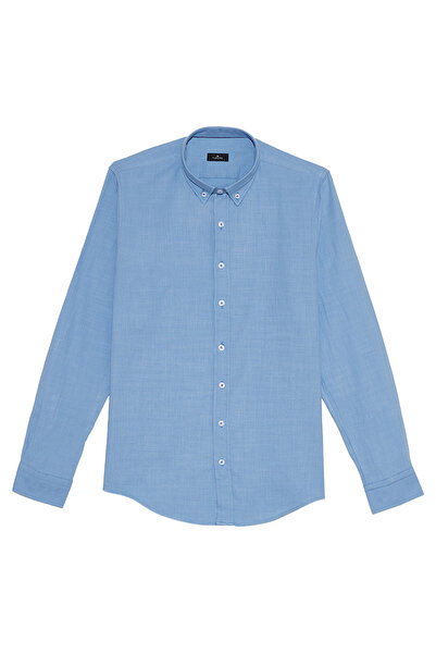 Tudors قميص رجالي ضيق بقصة نحيفة مصنوع من القطن بنسبة 100% وياقة بأزرار من ال...