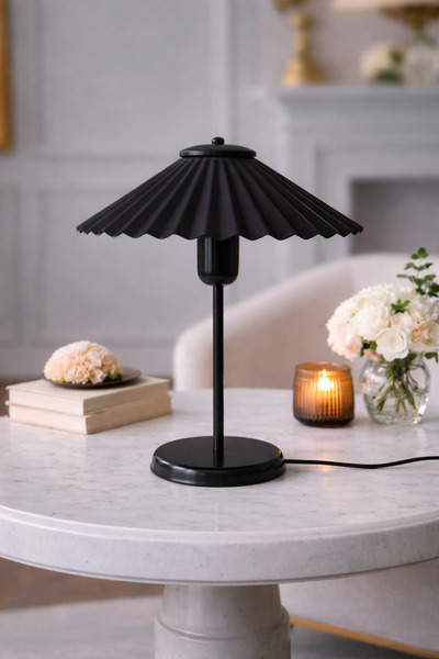 Natiorj Plisse Model Metal Umbrella Şapkalı Yatak Odası Salon Cafe Masa Lamba...
