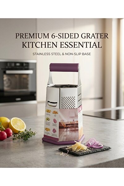 cc bin shihon Stainless Steel Grater with Non-Slip Silicone Base, Hexagonal G...