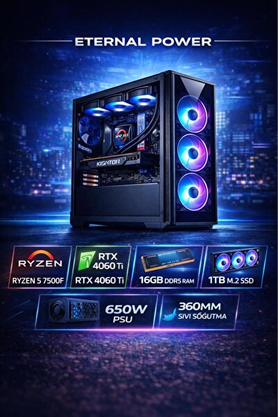ETERNAL POWER IGNITE Ryzen 5 7500F RTX 4060 Ti 16GB DDR5 1TB M.2 B650M WIFI 6...