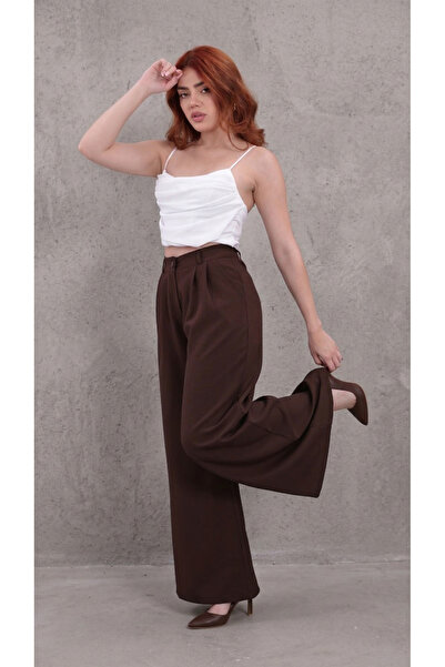 H&A İSTANBUL Women's Extra Wide Leg Flowy Palazzo Pants with Back Elastic - H...