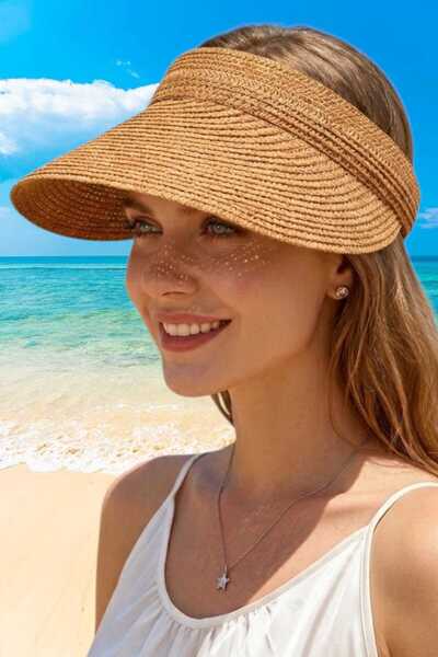 Uniquetrenders Γυναικείο καλοκαιρινό ψάθινο καπέλο με φαρδύ γείσο, αναδιπλούμ...