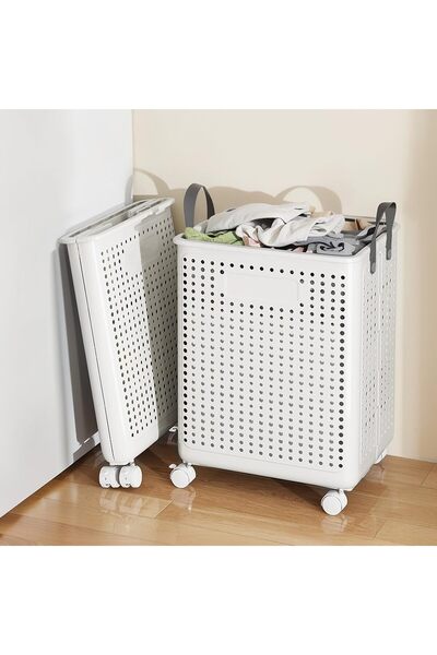 Sinyin Foldable Laundry Basket with Wheels,Dirty Laundry Bin,Foldable Laundry...