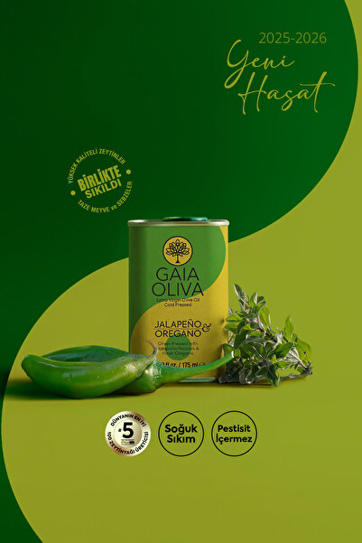 Gaia Oliva Jalapeno-Dağ Kekiği Mix Çeşnili 175 ml Natürel Sızma Zeytinyağı (Y...