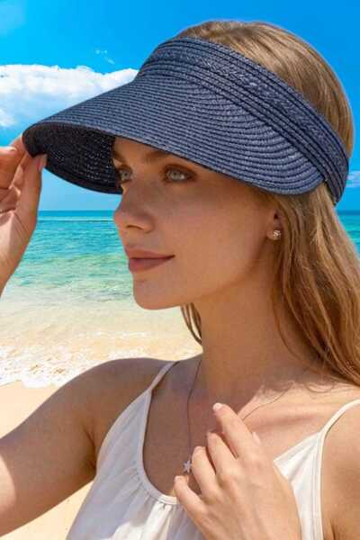 Uniquetrenders Γυναικείο καλοκαιρινό ψάθινο καπέλο με φαρδύ γείσο, αναδιπλούμ...