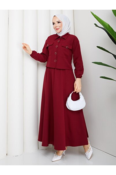 AVK MODA Γυναικείο Κοστούμι Τεσεττούρ Νταμπίλ από ύφασμα με κουμπιά, διπλό σετ