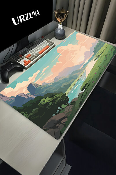 urzuva Emerald Valley Gaming Oyuncu XL Mouse Pad Mousepad 90X40 cm 3Mm Dikişli Model