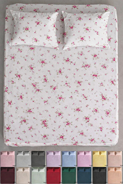 İQON Ranforce Woven Flat Sheet Set Single Size Tiny Roses - 21 Colors