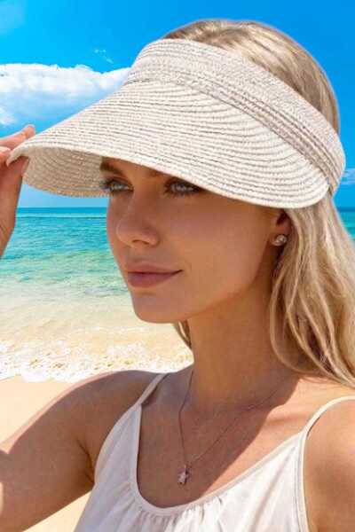 Uniquetrenders Γυναικείο καλοκαιρινό ψάθινο καπέλο με φαρδύ γείσο, αναδιπλούμ...