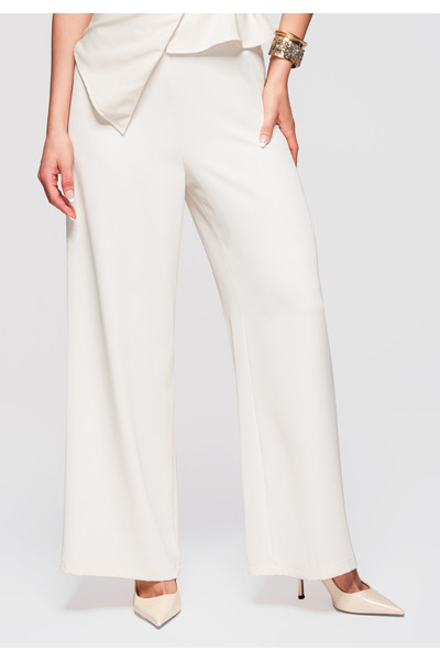OMBRE Women's Elegant High Waist Pants OW-PA-E0009 Ecru