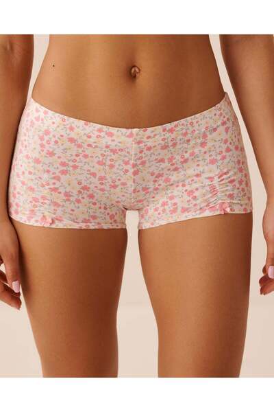 La Vie en Rose Bow & Ruched Cotton Boyshort Panty