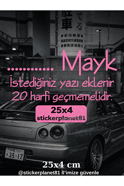 AlpiLeo Kişiye Özel Yazılı Mayk Sticker 25x4 cm – Motor Oto Cam Yazı Dekor Fo...