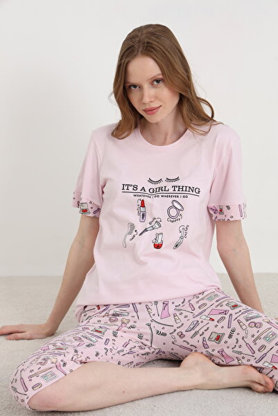 ELİTOL Cotton Printed Women's Capri Set