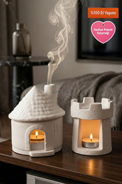 Arteliss Dekoratif 2'li Buhurdanlık ve Tütsülük Seti - Baca Tüten Ev ve Kale ...