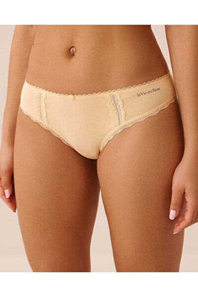 La Vie en Rose Cotton and Lace Detail Bikini Panty