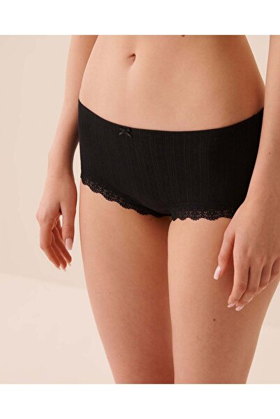 La Vie en Rose Lace Trim Pointelle Boyshort Panty