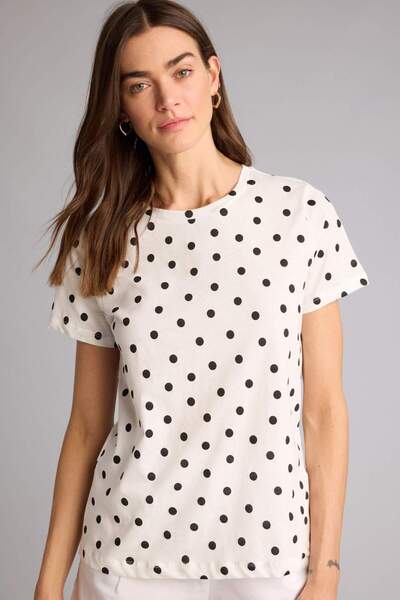 DeFacto Polka Dot Combed Cotton Short Sleeve T-Shirt H2432Ax26Sm