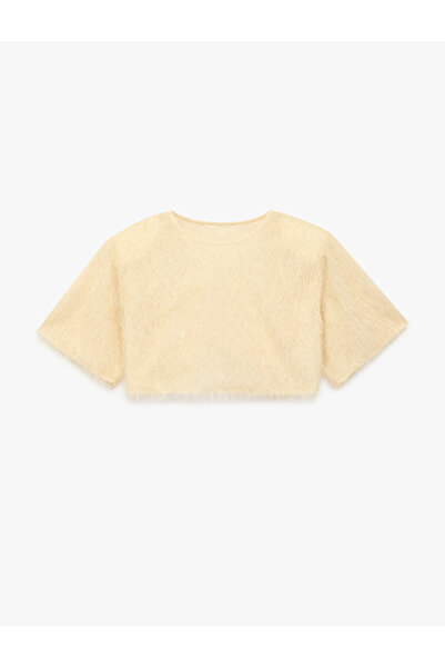 Koton Bluză crop cu mânecă scurtă, decolteu tip crewneck și ciucuri