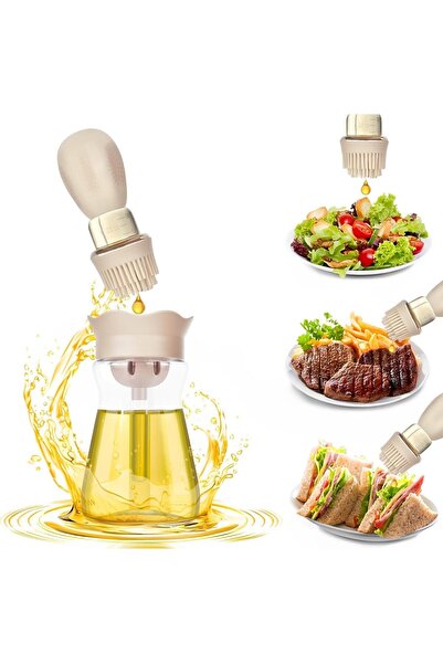 Arabest 2-in-1 Glass Oil Dispenser Bottle with Silicone Brush, Storage Contai...