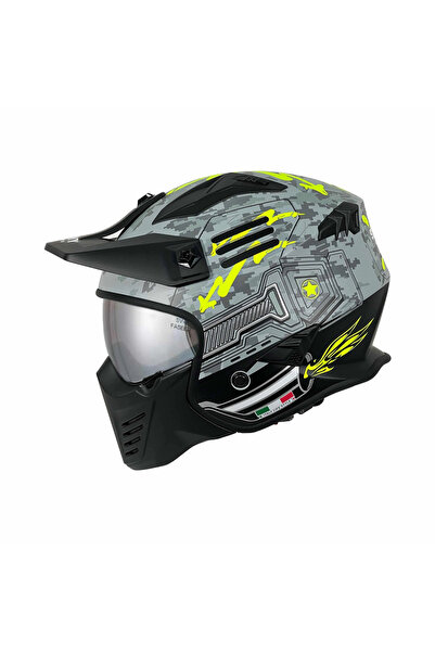 Sway Helmet Fs-X2 Sw 726X Tokyo Trooper Modular Helmet Size L Gray Yellow