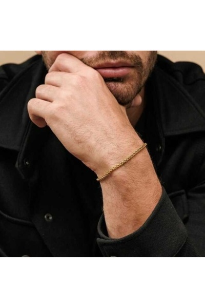 Outfitter Brățară Bărbați Auriu Tip Cuban din Oțel Inoxidabil – Stil Elegant ...