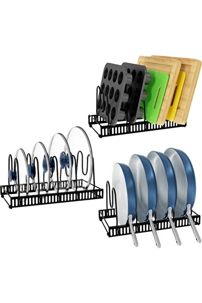 Arabest Expandable Cookware Organizer Rack, 12 Adjustable Compartments for Pa...