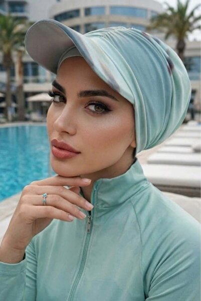 Aişe tesettür Mint Degrade Havuz - Can Be Used on Top of a Beach Hat/Swimsuit