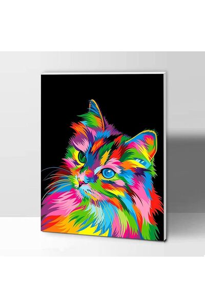 Arabest طقم رسم بالأرقام مع إطار، مجموعة رسم على القماش للأطفال، قطة ملونة، م...