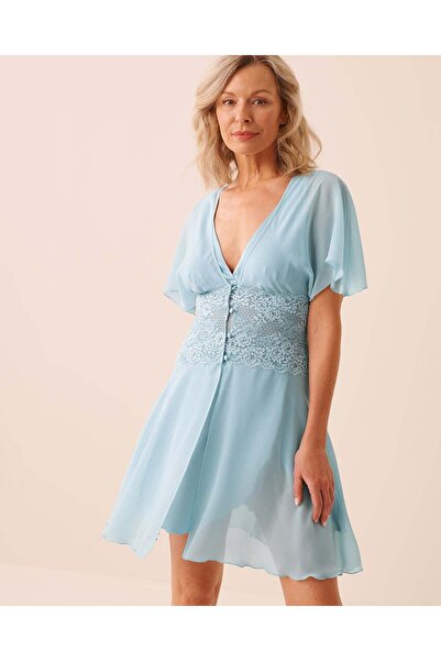 La Vie en Rose Chiffon and Lace Open Front Nightie