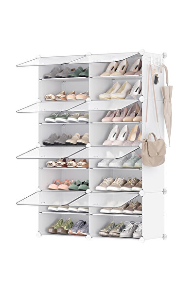 SONGMICS Dulap pentru pantofi, modular cu 8 compartimente, panouri din plasti...