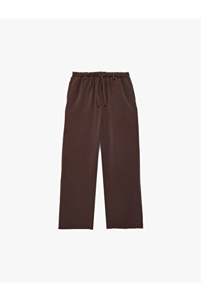 Koton Široke pantalone od viskoznog materijala sa vezanim strukom i džepovima