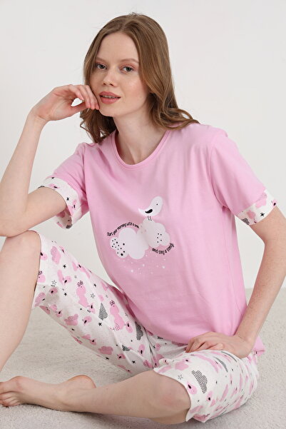 ELİTOL Cotton Printed Women's Capri Set