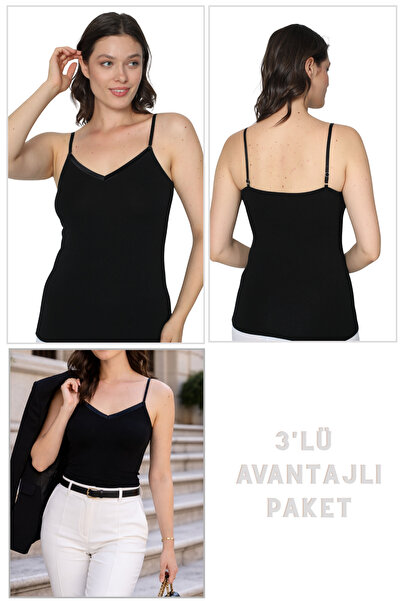 Cotpark Жіночий комплект економ-класу з 3 предметів - базова бавовняна чорна ...