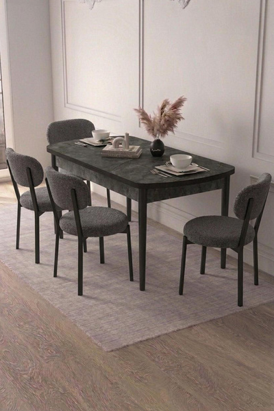 Renlife 4 Kişilik Açılır Mutfak Masa Takımı | Yemek Masası ve Sandalye Seti M...