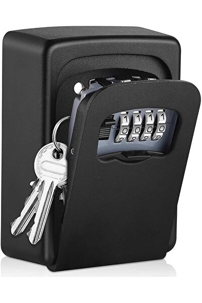Arabest صندوق قفل مفاتيح خارجي، قفل ميكانيكي من الألومنيوم الأسود، مقاوم للما...