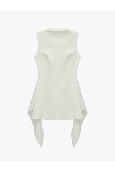 Koton Rochie mini mulată, cu guler înalt, fără mâneci, cu detaliu asimetric d...