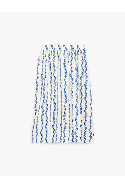 Koton Φούστα μίντι σε γραμμή Α με σχέδιο, από μείγμα βισκόζης και λινού