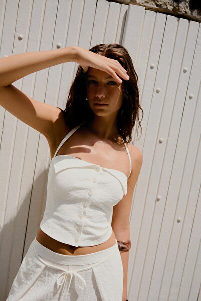 Bershka Halter yaka düğmeli yelek