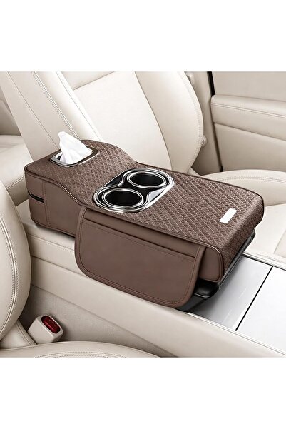 AutoFamily Car Armrest Heightening Pad with Cup Holder & Tissue Box