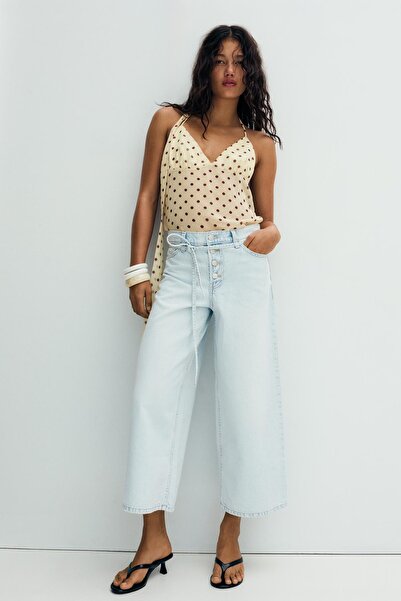 Bershka Geniş paça yüksek bel jean
